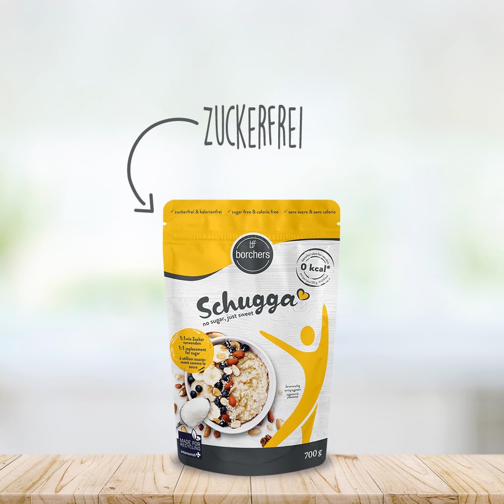 borchers Schugga 700 g | Fara zahar, doar dulce | geanta XXL | Eritritol cu îndulcitor cristalin de sucraloză | Alternativa zahărului | Îndulcitor | Fără calorii | 0,7 kg