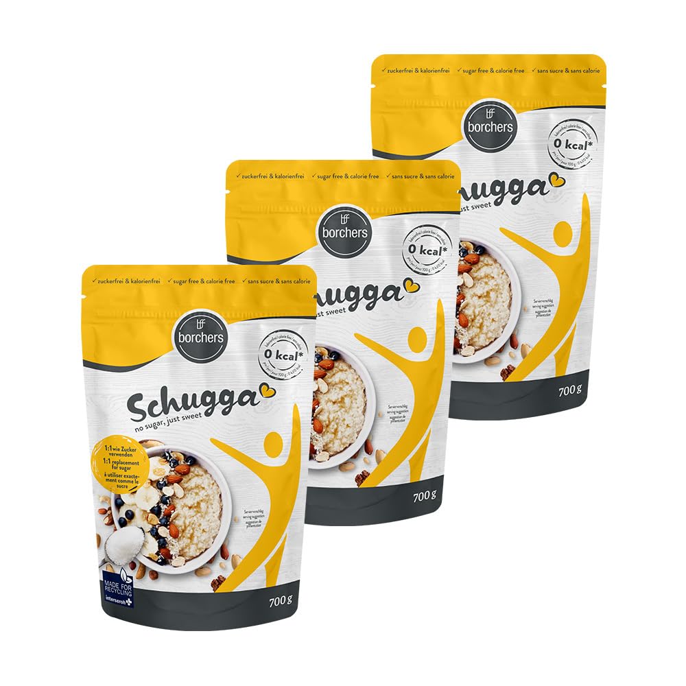 borchers Schugga 700 g | Fara zahar, doar dulce | geanta XXL | Eritritol cu îndulcitor cristalin de sucraloză | Alternativa zahărului | Îndulcitor | Fără calorii | 0,7 kg