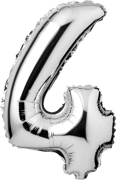 Folieballon nr 4 Sølv 1 stk H60 cm