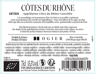 Ogier Cotes Du Rhone Rouge BIO