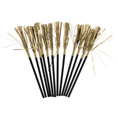 Sugerør sort m guld 12stk