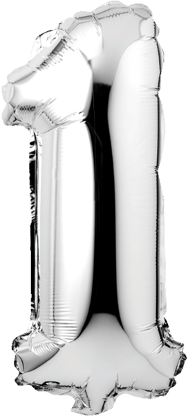 Folieballon nr 1 Sølv 1 stk H60 cm