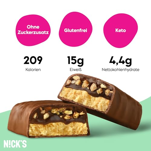 Nicks protein bar mix, keto protein bars låga kolhydrat snacks utan tillsatt socker, glutenfri | 15g protein med kollagen (9 proteinstänger x 50 g)