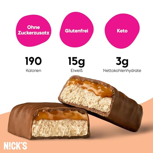 Nicks protein bar mix, keto protein bars låga kolhydrat snacks utan tillsatt socker, glutenfri | 15g protein med kollagen (9 proteinstänger x 50 g)