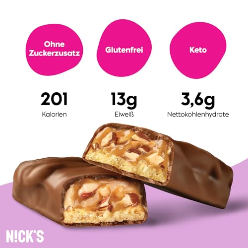 Nicks protein bar mix, keto protein bars låga kolhydrat snacks utan tillsatt socker, glutenfri | 15g protein med kollagen (9 proteinstänger x 50 g)