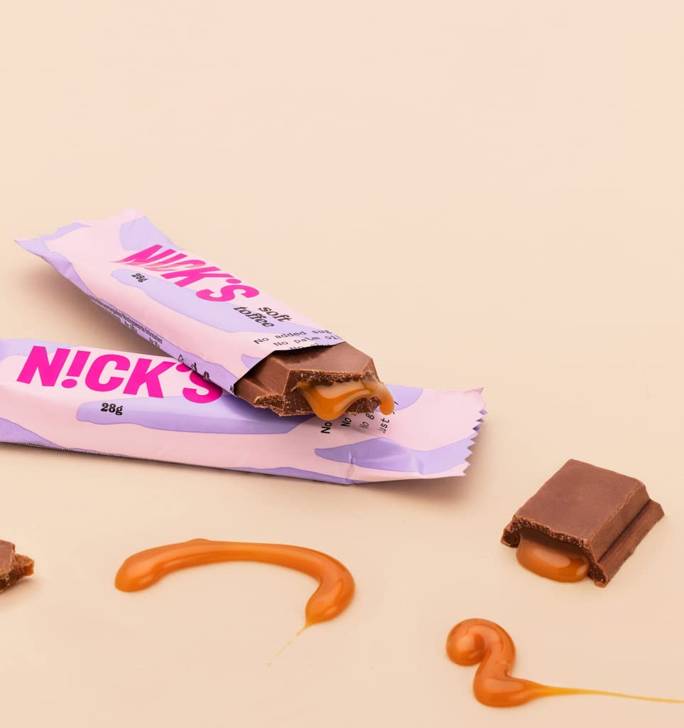 Nicks Chocolate Keto Bar cioccolato con barrette di cioccolato senza zucchero aggiunto, senza glutine, dolci a basso contenuto di carboidrati (12 snack bar)