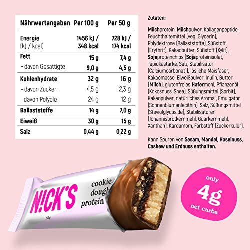 Nicks protein bar mix, keto protein bars låga kolhydrat snacks utan tillsatt socker, glutenfri | 15g protein med kollagen (9 proteinstänger x 50 g)