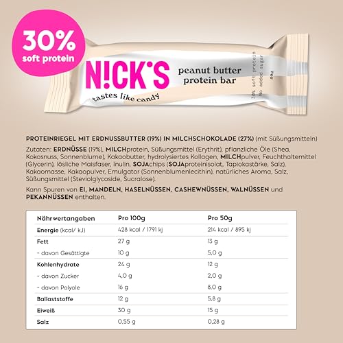 Nicks protein bar mix, keto protein bars låga kolhydrat snacks utan tillsatt socker, glutenfri | 15g protein med kollagen (9 proteinstänger x 50 g)