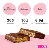 Nicks keto barer jordnötter n fudge, choklad jordnötter karamell snacks, 175 kalorier, 3,9 nettokolhydrater, inget tillsatt socker, glutenfri, lågkolhydrat godis (15x40g)