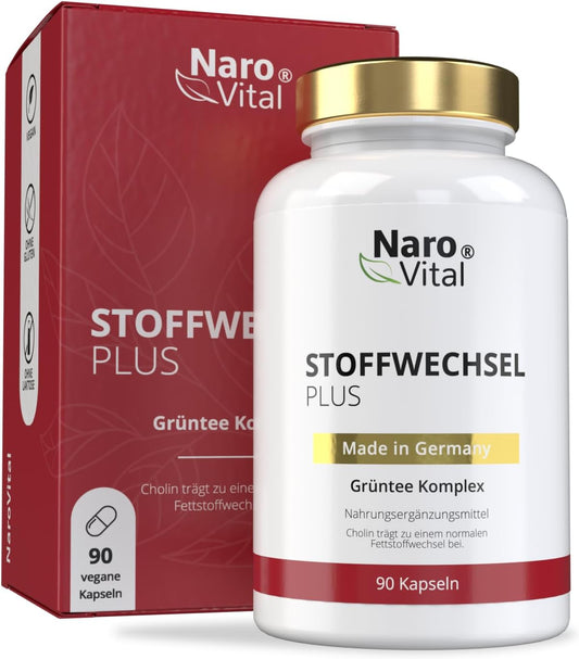 Complex de metabolism - extrem de dozat cu ceai verde, cafea verde, pepene amar, guarana, colină și ghimbir - 90 capsule de metabolism vegan - tablete suport pentru dietă i metabolismul narovital plus