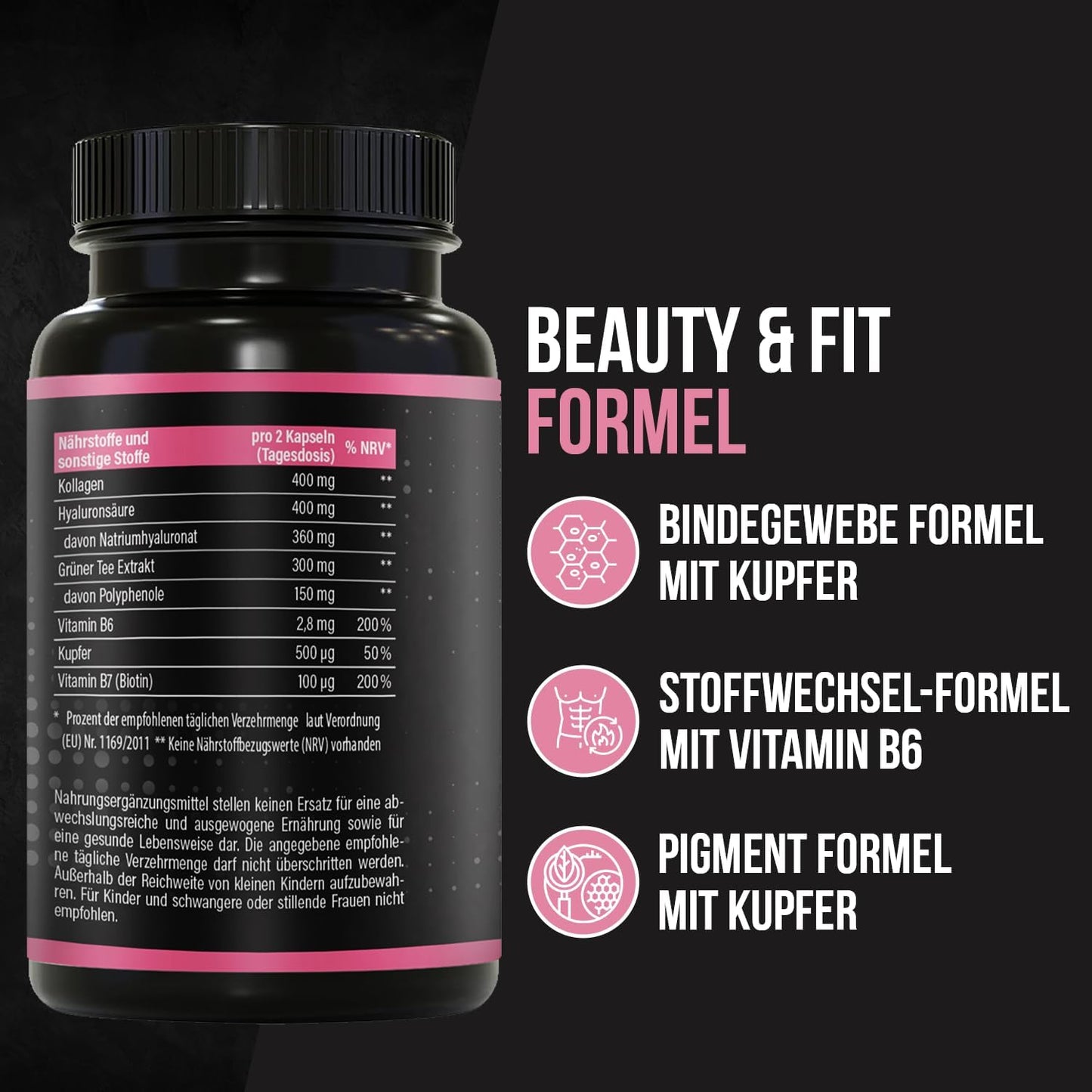 BRNR LADY BRNR - BeautyFit stofskifteformel med vitamin B6, bindevæv med kobber, kollagen, højdosis hyaluronsyre, biotin, 120 kapsler