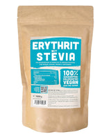 Erythritol + stevia naturlig sukker erstatning uden kalorier 1: 1 sødme sammenlignet med sukker, ingen smag af sit eget, sunde alternativ til madlavning, bagning, sødning (1 kg doypack)