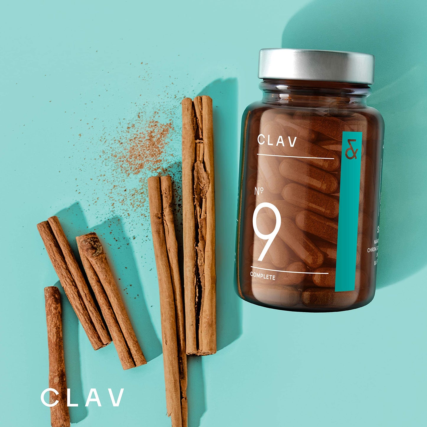 CLAV® N°9 SUGAR FIX - Kanelkapsler med 400mg kanelekstrakt, 40μg krom og 10mg sink per daglig dose pluss betaglukan, jambultre og bitter melon - blodsukkerbalanse - 60 kapsler - vegansk