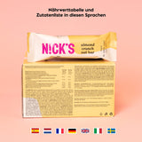 Nicks Keto Bar Almond Crunch, Vegan Chocolate Almond Nut Bar, 173 kalorier, 2,8 nettokolhydrater, inget tillsatt socker, glutenfri, lågkolhydrat godis (12x40g)