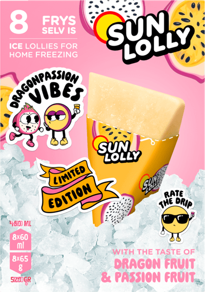 Dragefrugt & Passion Sun Lolly 8 stk