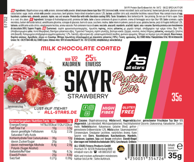 Alla stjärnor Skyr Protein Bar Jordbær 35g