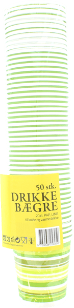 Drikkebægre 20 cl stribet kiwi 50 stk