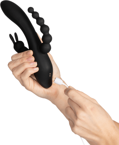 Triplă triplă triplă vibrator de iepure opladelig
