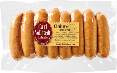 Carl Vollstedt Grillpølse med cheddar og BBQ 8 stk 560 g