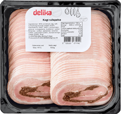 RULLEPØLSE MED Løg OG PEBER I STIVER 500G