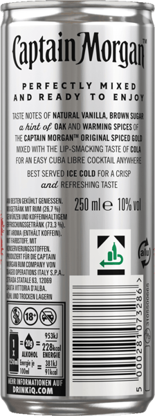 Capitano Morgan e Cola 10% 025 L + Pant