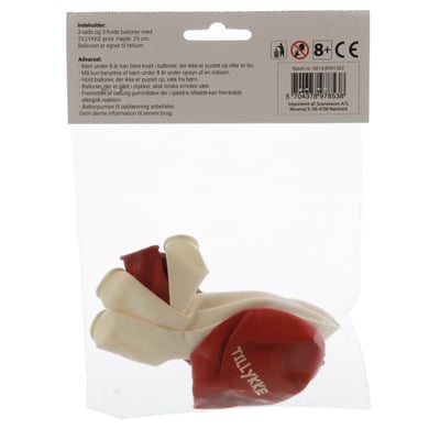 Ballon Tillykke Rø Hv 6st 25 cm