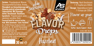 All Stars Flavor droppar Hasselnød 30 ml