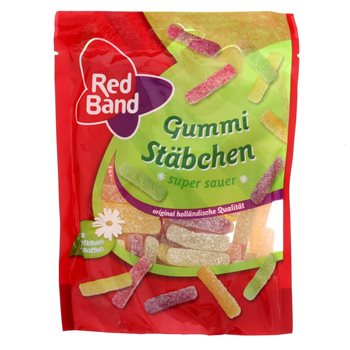 Rødt band Gummi Stäbchen Super Sauer 200g