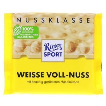 Ritter Sport White med hele nøtten 100 g