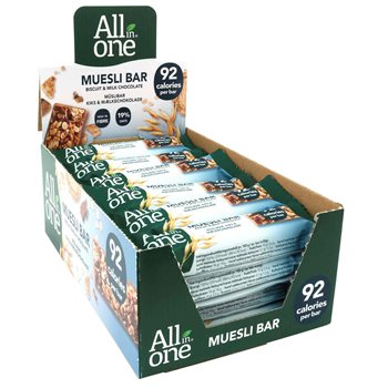 Allt i en Müslibar -kex och mjölkchoklad 25 g.