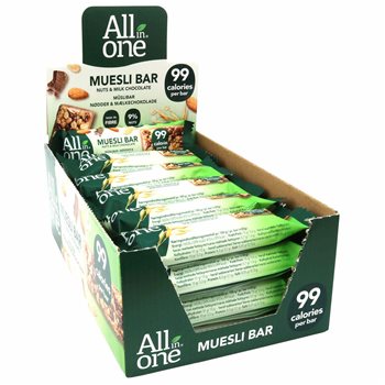 Alt i en Müslibar nøtter og melkesjokolade 25 g.