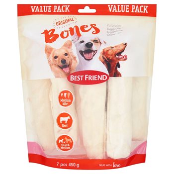 Beste venn Bones Bigbite tygging Roll White 17cm, 7-pack